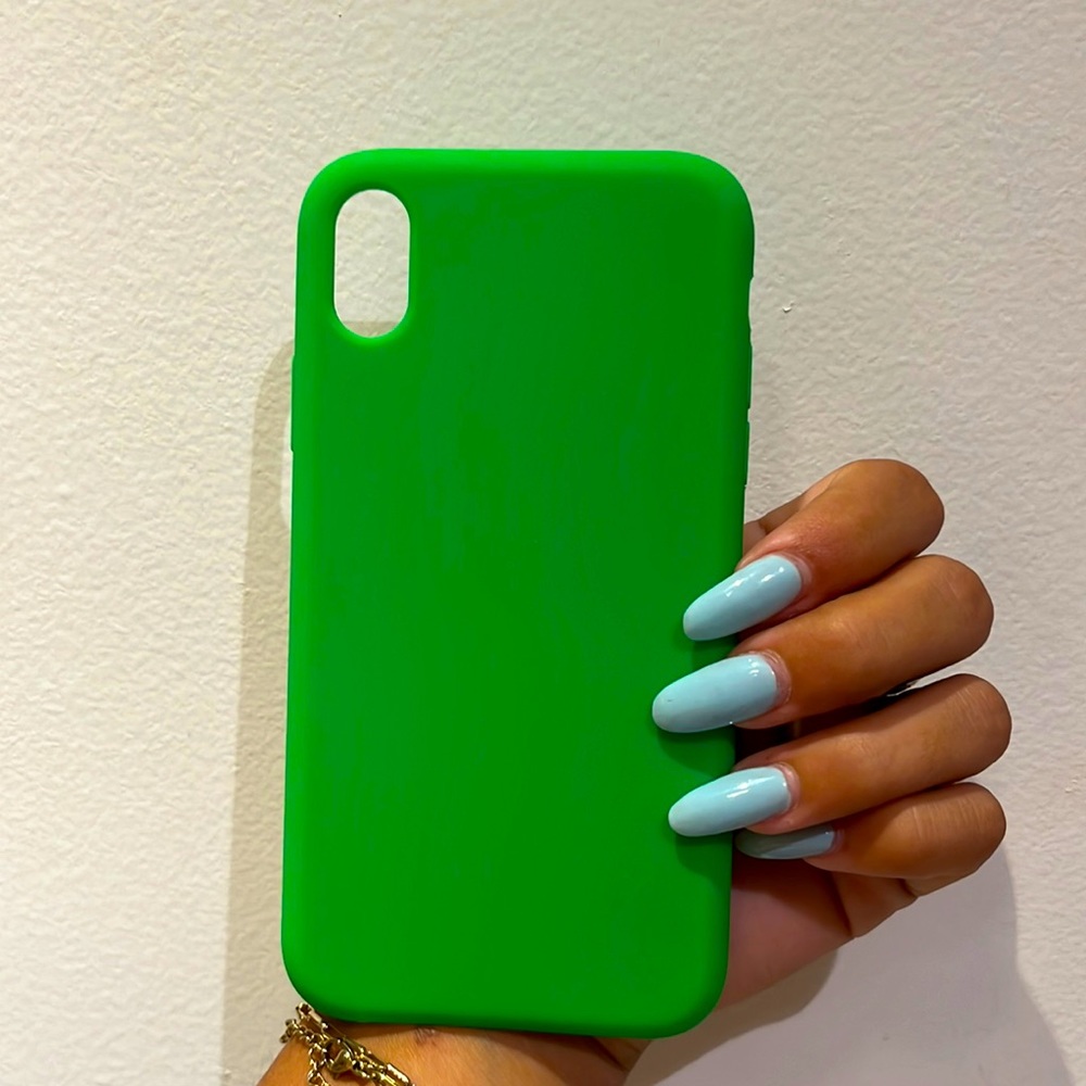 IPhone XR case in Neon Green and Royal Blue